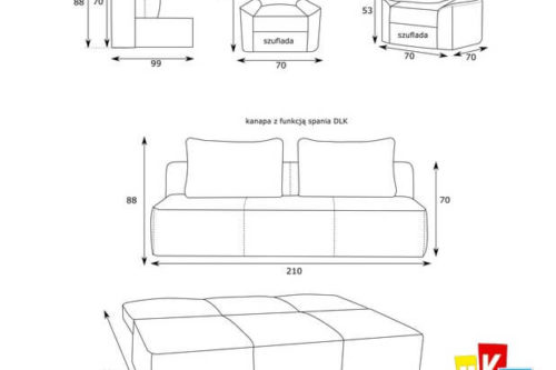 Feldo wymiary kanapy