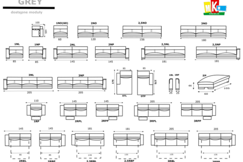 Narożnik Grey Gki Design wymiary