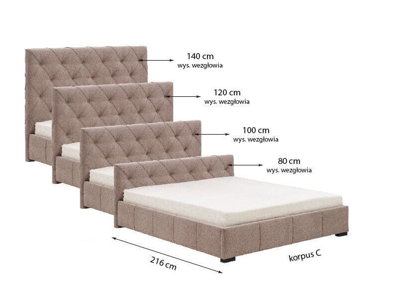 Łóżko MINI MAXI z wezgłowiem 2700