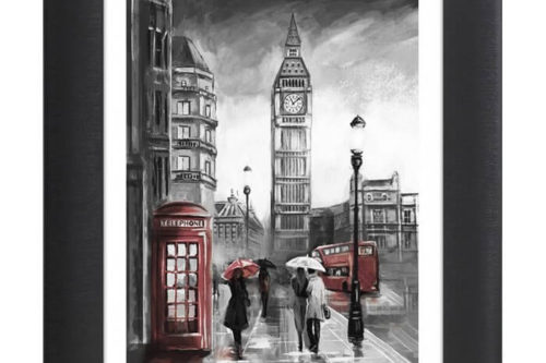 Obraz z budką telefoniczną na tle Londynu