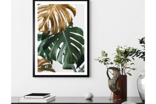 Obraz złota i zielona monstera I