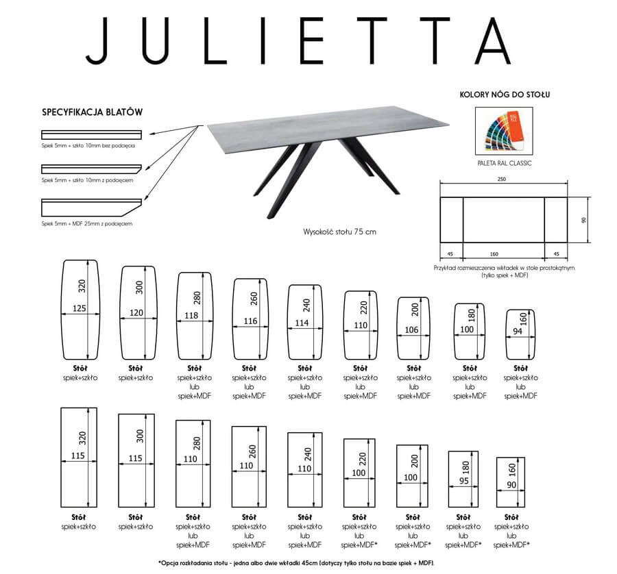 Stół blat kwarcowy Julietta