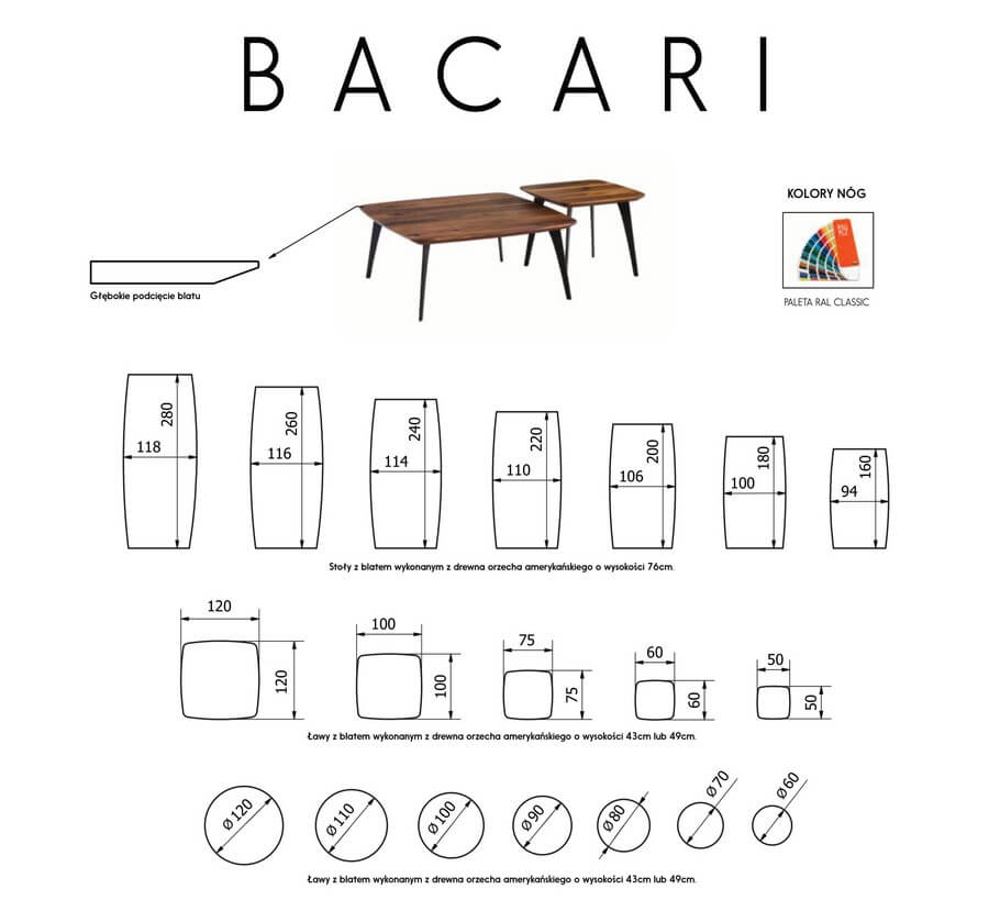 Stół z naturalnego drewna Bacari