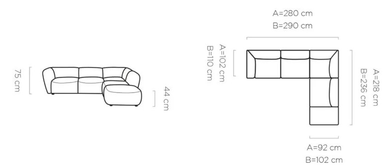 Narożnik Candelo wymiary