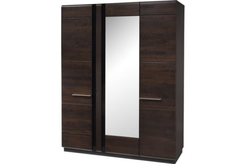 Szafa 3-drzwiowa z lustrem Porti czekoladowy