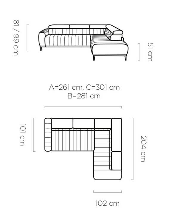 Narożnik Gandi Corner Wersal wymiary