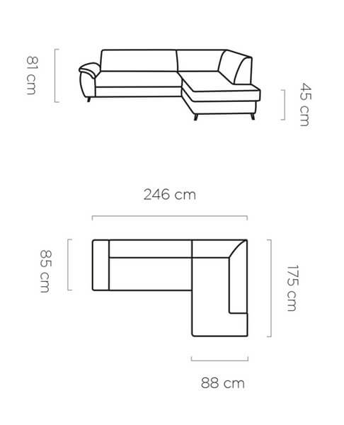 Narożnik rozkładany z pojemnikiem Mundo L