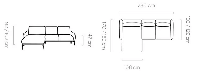 Narożnik z wysuwanym podnóżkiem Storm Mini