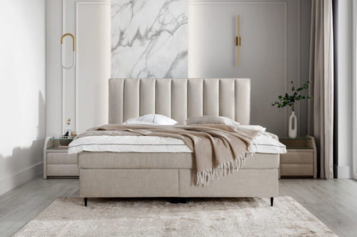 Łóżko kontynentalne z wezgłowiem Slim