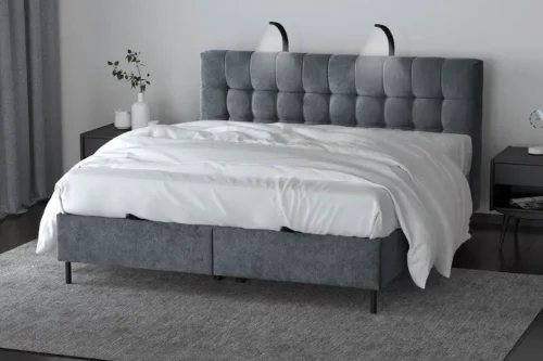 Łóżko tapicerowane z oświetleniem Muna
